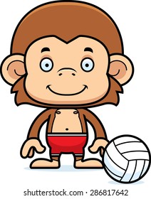 A cartoon beach volleyball player monkey smiling.