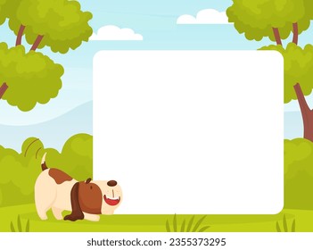 Cartoon Beagle Dog Character Note or Reminder Card Vector Template