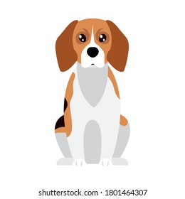 cartoon beagle dog icon over white background, flat style, vector illustration