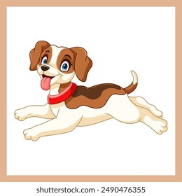 cartoon beagle dog jumping and sticking out his tongue