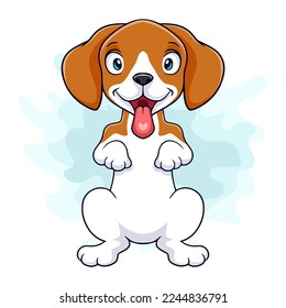 Cartoon beagle dog sitting on white background