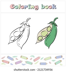 Cartoon bean. Coloring book. Simple education game for kids. Vector illustration, eps