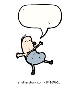 hombre con forma de frijol de caricatura y burbuja de habla