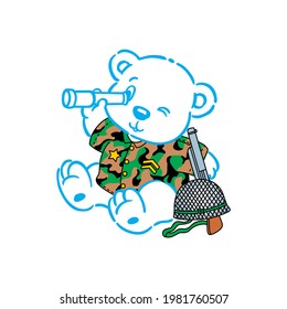 ilustración de un oso en el ejército