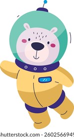 Cartoon Bear Astronaut Vector Illustration