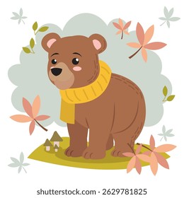 Cartoon bear autumn Animal. Vector illustration