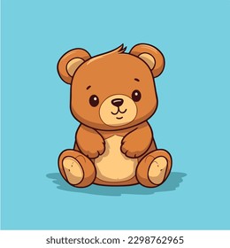 A cartoon bear with a blue background