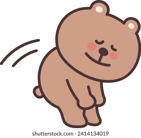 Cartoon bear bowing to someone. Vector illustration isolated on a transparent background.