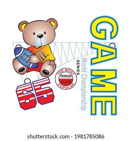 un oso de dibujos animados ama el béisbol