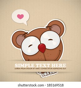 Cartoon bear character cut out from paper. Vector collection.
