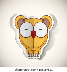 Cartoon bear character cut out from paper. Vector collection.