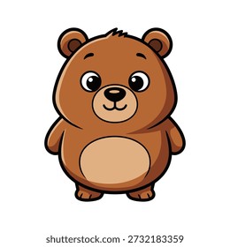 Cartoon bear character standing alone with a friendly smile on a white background