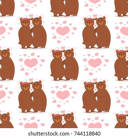 Cartoon bear character teddy pose vector seamless pattern background wild grizzly cute illustration adorable animal design.