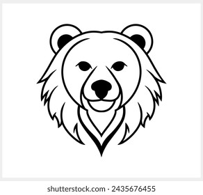 Cartoon bear clipart isolated Animal logo Coloring page book Vector stock illustration. EPS 10