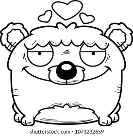 A cartoon bear cub with an in love expression.