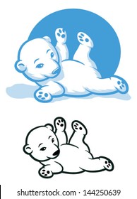 Cartoon bear cub rolling around/Isolated Vector Polar Bear Baby