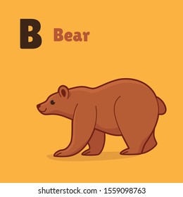 Cartoon bear  cute character for children  Vector illustration in cartoon style for abc book  poster  postcard  Animal alphabet    letter B 