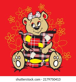 Cartoon Bear. Cartoon bear cute. Vector stock illustration. Vector for silkscreen printing.