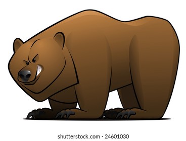 Cartoon Bear. Depicted in a cartoon style evilly grinning brown bear.