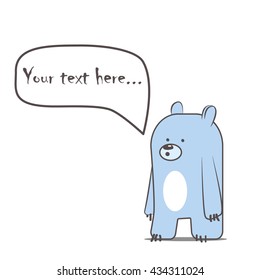 Cartoon bear with dialog box: vector illustration