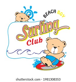 ilustración de un oso haciendo surf