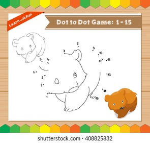 Cartoon Bear. Dot to dot educational game for kids