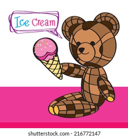 Cartoon bear eating ice cream