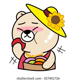 Cartoon Bear Eating Snack
