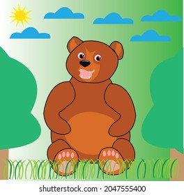 a cartoon bear in the forest