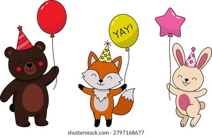 Cartoon Bear Fox Rabbit