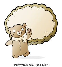 cartoon bear in front of cloud with space for text