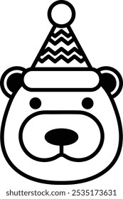 A cartoon bear with a hat on its head