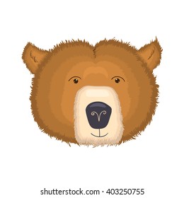 Cartoon Bear Head. Face Of Forest Animal. Vector Illustration Isolated On White. Icon Of Cute Bear Head. Brown Bear. Bear Character.