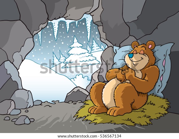 cartoon bear in\
hibernation