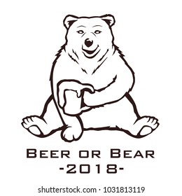 cartoon bear holding a beer. This vector illustration can be used as a print on T-shirts