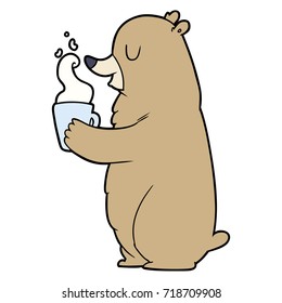 oso de dibujos animados con bebida caliente