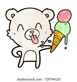 oso de dibujos animados con helado