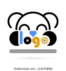 Cartoon bear icon, logo.