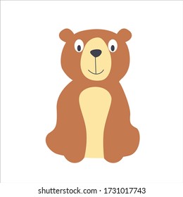 Cartoon bear isolated on white background. Zoo animals. Illustration for children books. Cute vector illustration in flat style