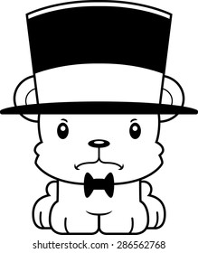 A cartoon bear looking angry in a top hat.