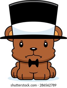 A cartoon bear looking angry in a top hat.