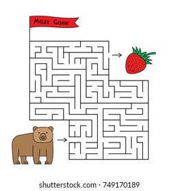 Cartoon bear maze game. Funny game for children education