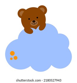 Cartoon bear on a cloud. Good night, lullaby theme. Vector isolated on a white background
