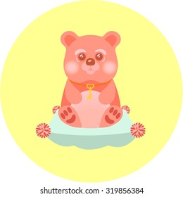 Cartoon bear on a pillow
