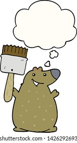 cartoon bear with paint brush with thought bubble