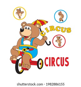 cartoon bear playing in a circus,vector illustration