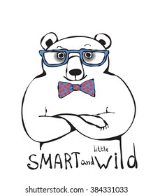 Cartoon bear portrait Smart and Wild 