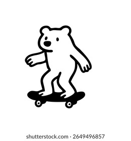 Un ours en bande dessinée fait du skateboard