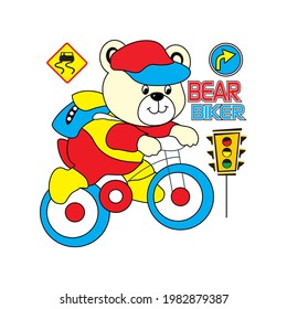 cartoon bear riding a bicycle,vector illustration