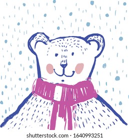 a cartoon bear in a scarf